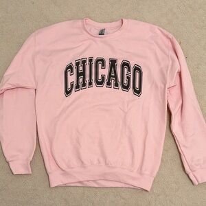 Gildan Pink Crewneck Sweatshirt with CHICAGO Print